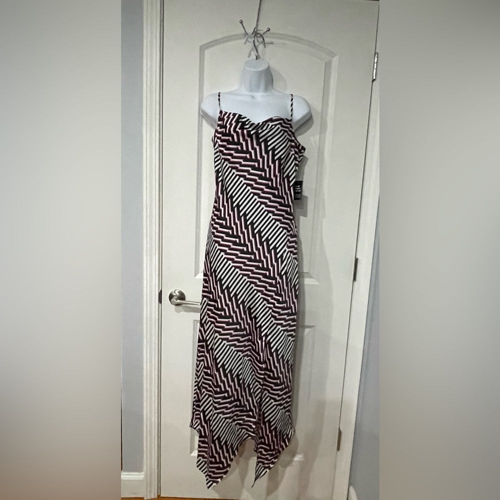Express Abstract Print Satin Cowl Neck Maxi Slip Dress. Small NWT
